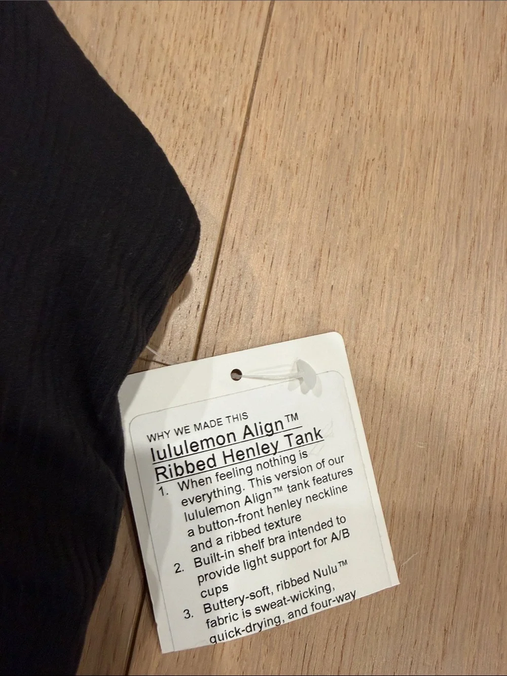 lululemon NEW athletica Black Ribbed align henley tank